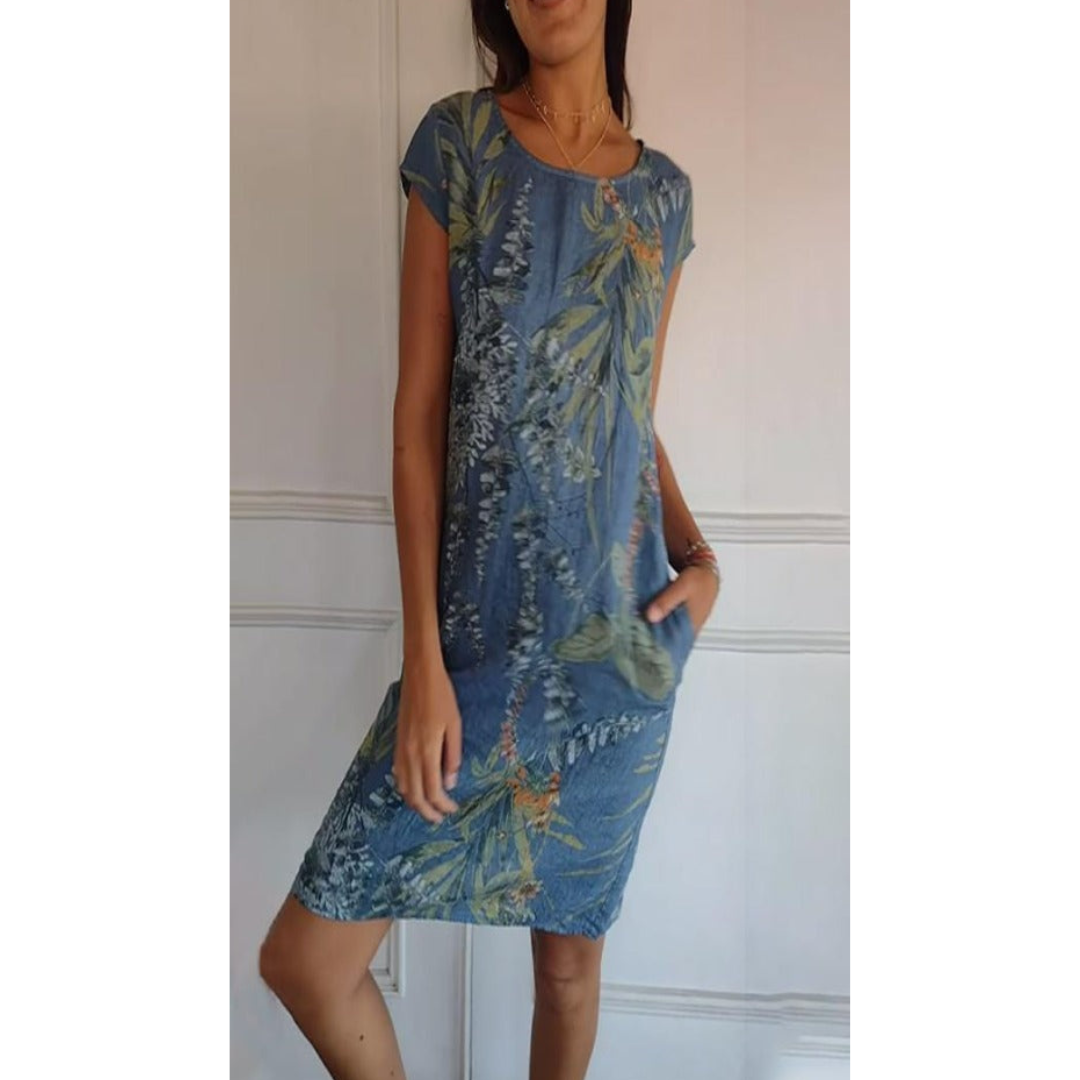 Elvara Comfortable Round Neck Summer Dress