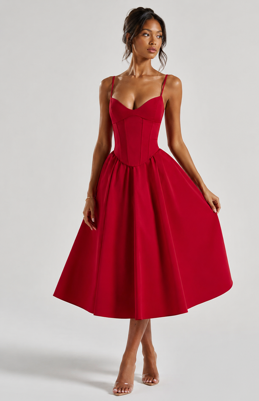 Rosalie | Asymmetric Split Midi Dress