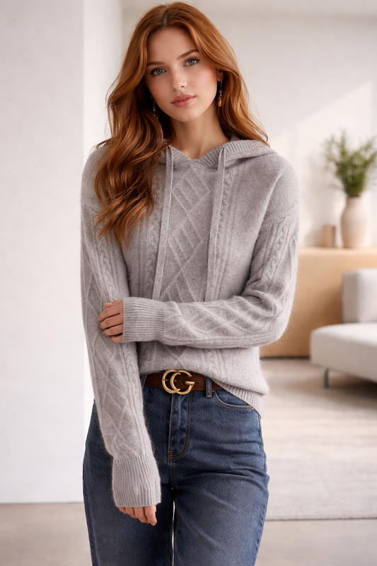 Nordelle Cable Knit Hooded Pullover Jumper