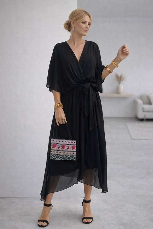 Serelisse Silk V-Neck Maxi Dress