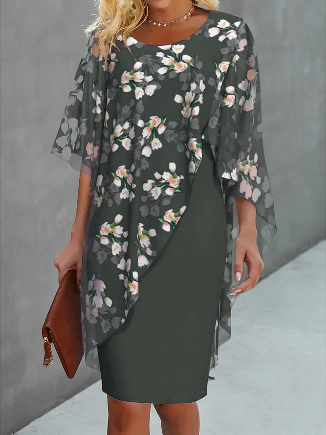 Aurevella Floral Chiffon Dress for Women