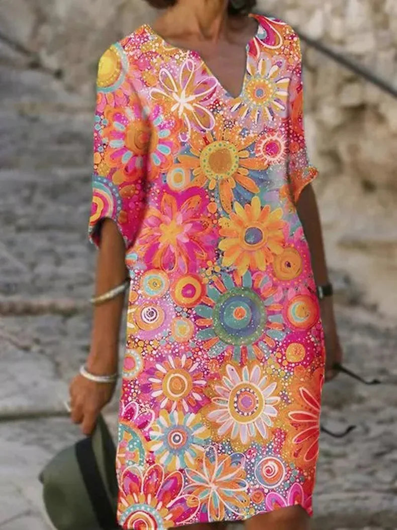 Florevina V-Neck Floral Dress for Women