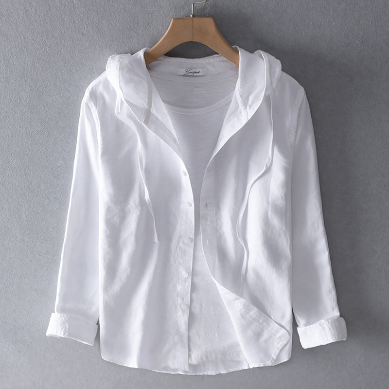 Airvella | Breathable Linen-Blend Hooded Button Shirt for Women
