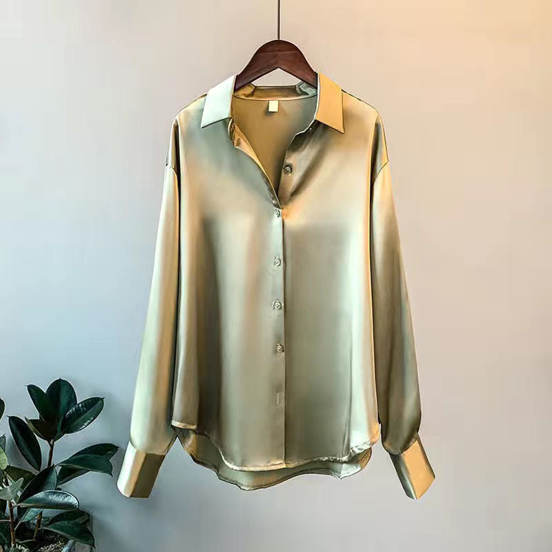 SilvaGrace Luxury Silk Blouse for Women – Elegant Relaxed Fit with Timeless Design