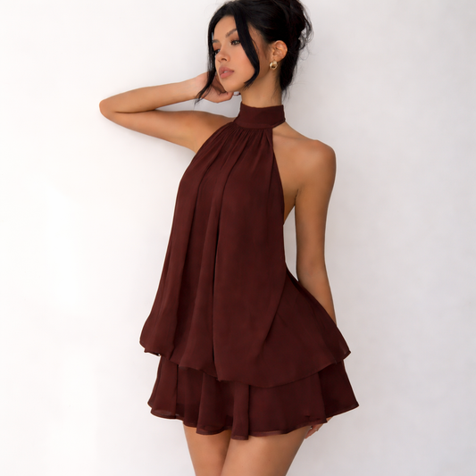 Aurelle Halter Neck Tie-Back Summer Dress