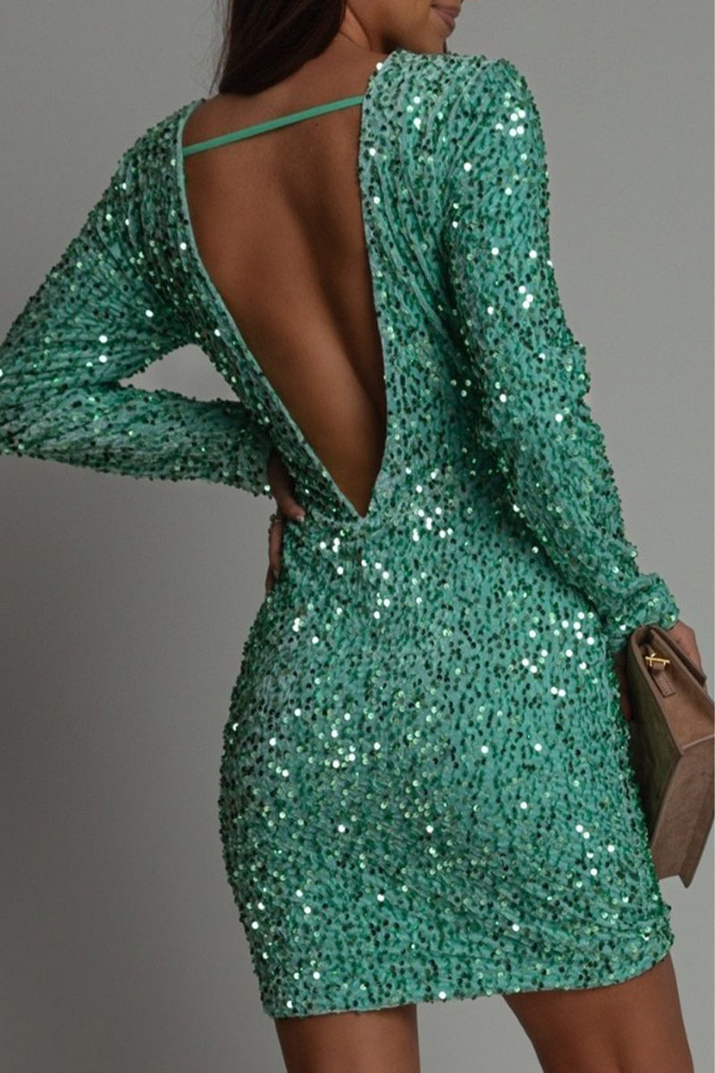 Noctelle Spark Backless Sequin Mini Dress