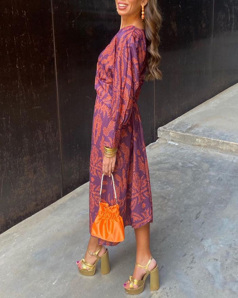 Solmira Bohemian Long Sleeve V-Neck Maxi Dress