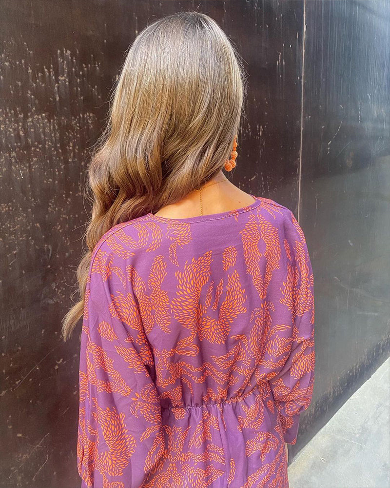 Solmira Bohemian Long Sleeve V-Neck Maxi Dress