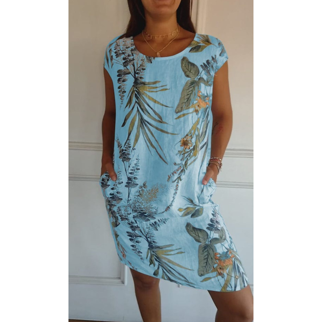 Elvara Comfortable Round Neck Summer Dress