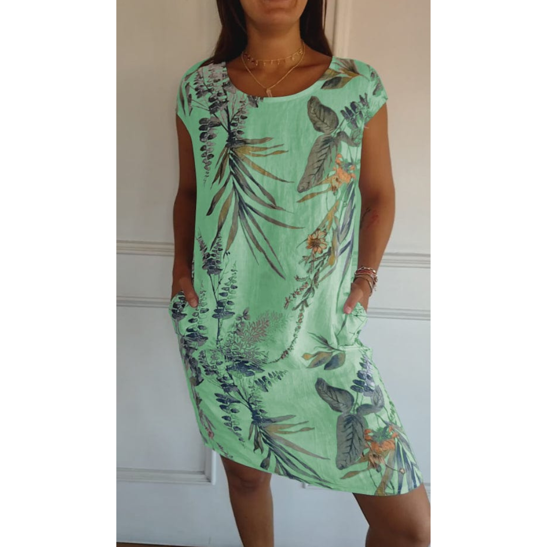 Elvara Comfortable Round Neck Summer Dress