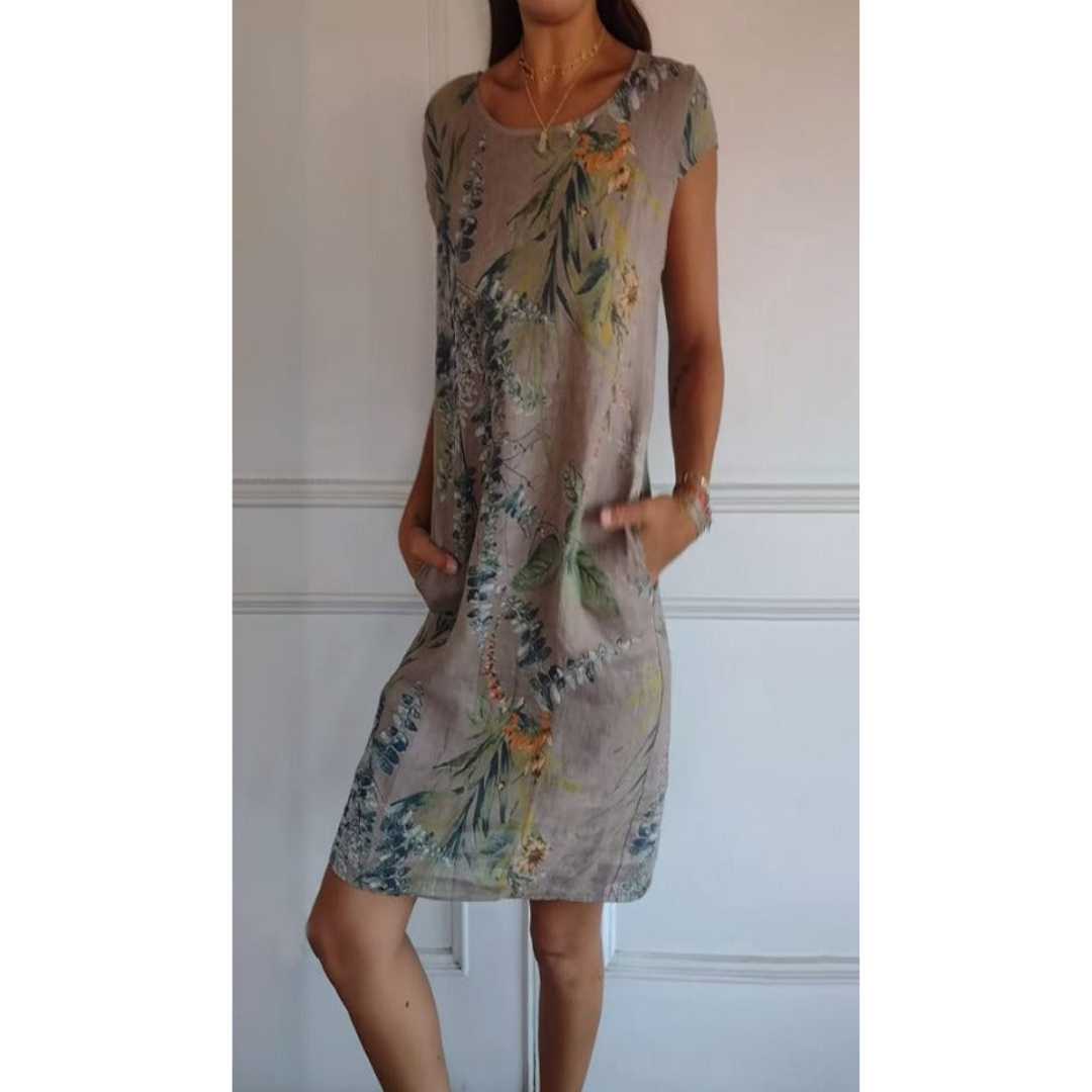 Elvara Comfortable Round Neck Summer Dress