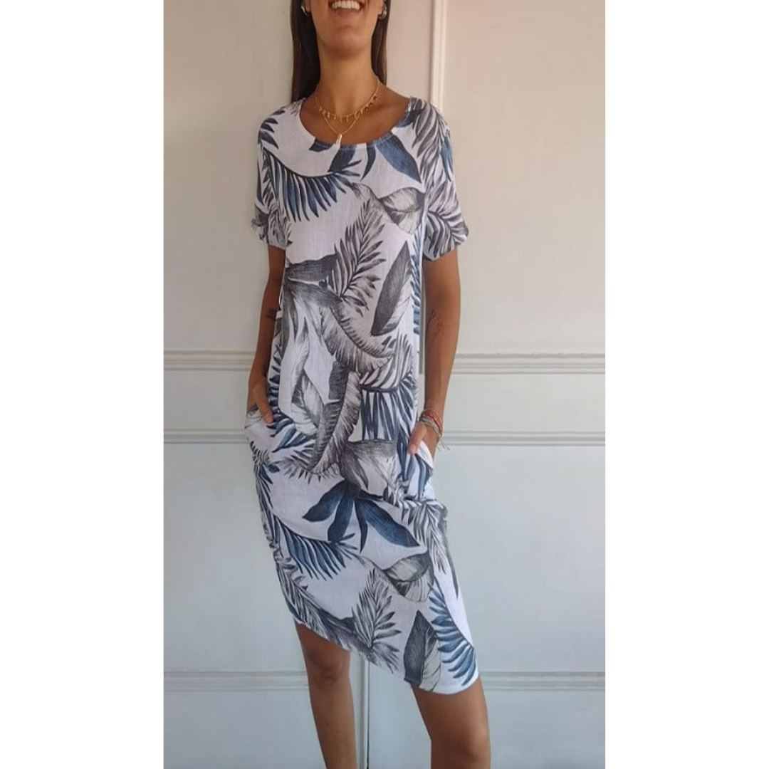 Elvara Comfortable Round Neck Summer Dress
