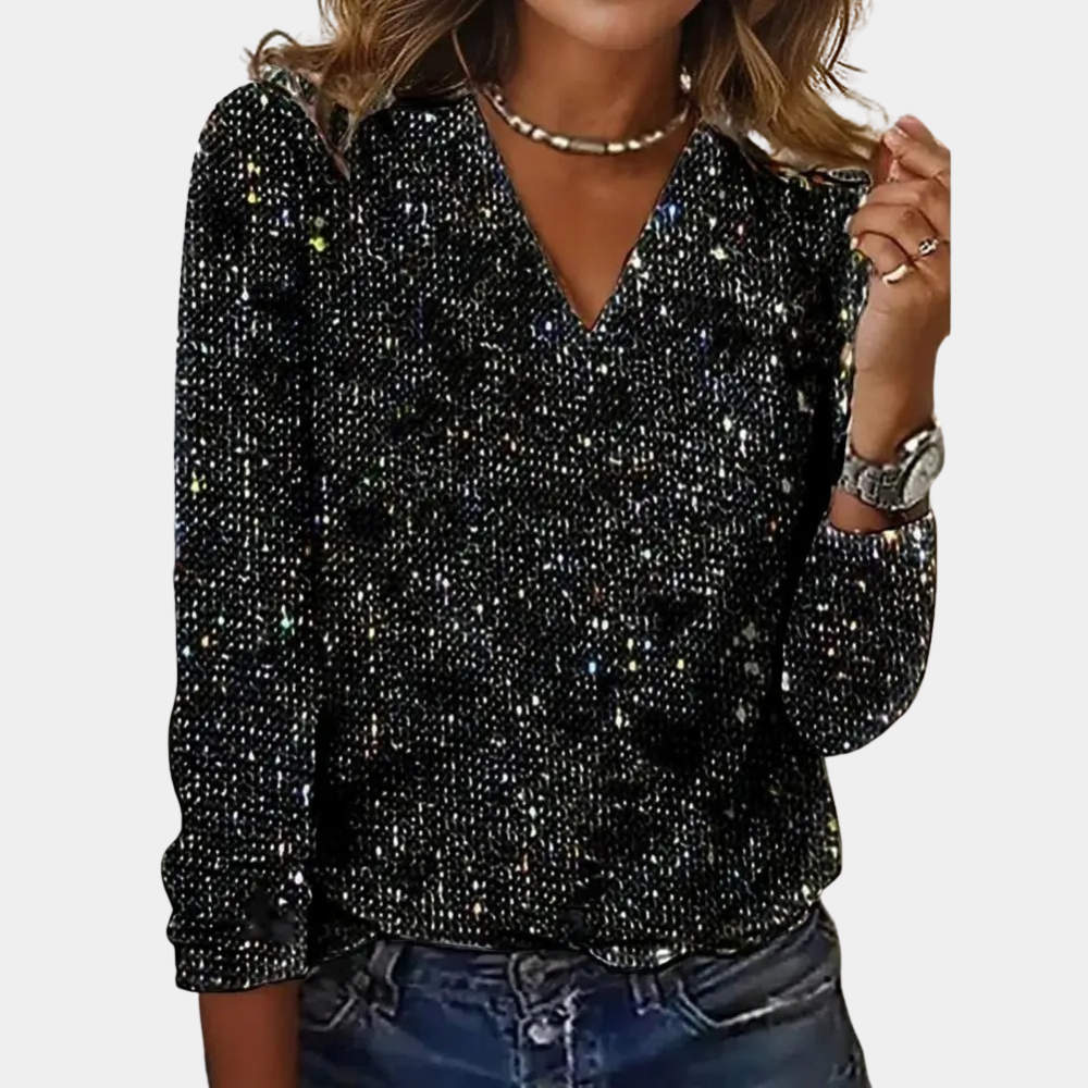 Lumiéra Shimmer Women’s V-Neck Glitter Top