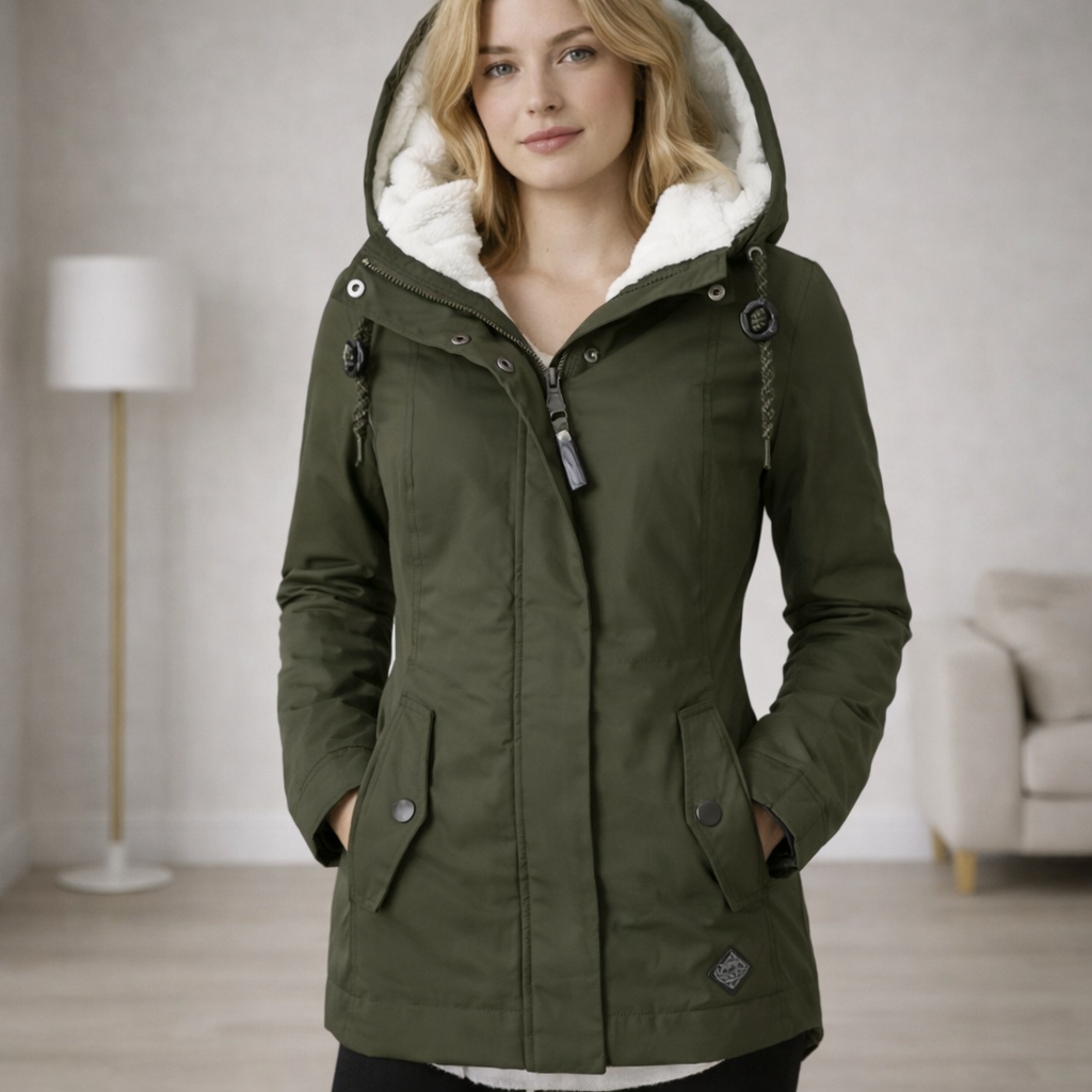 Frostelle | Long Hooded Padded Winter Jacket for Women