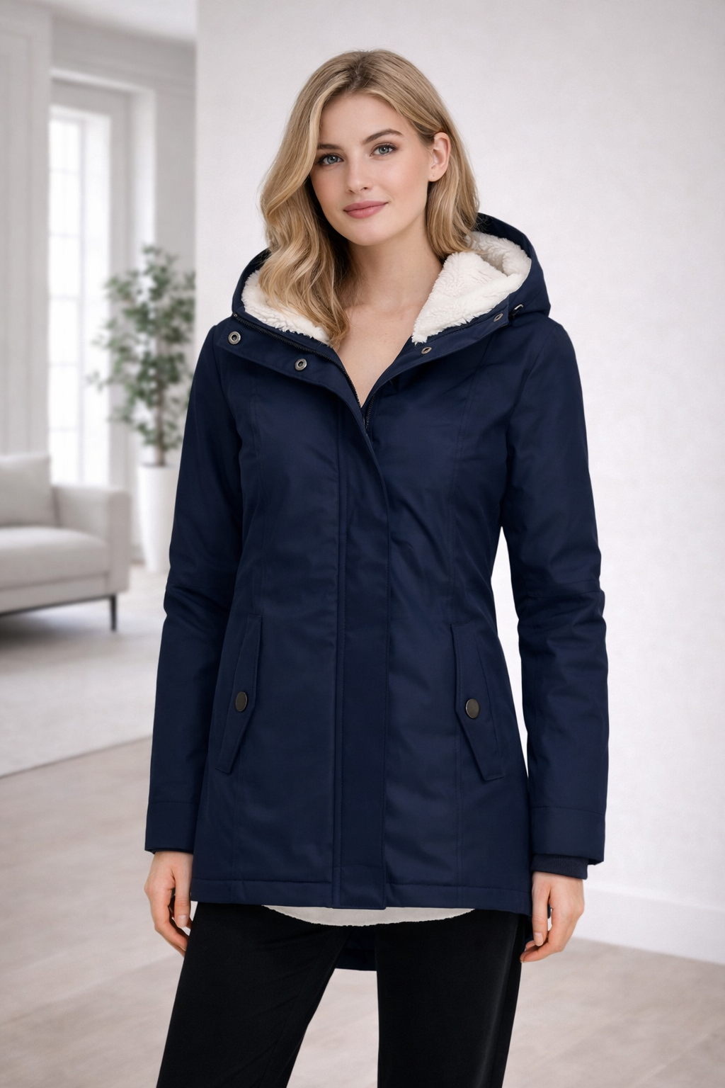 Frostelle | Long Hooded Padded Winter Jacket for Women