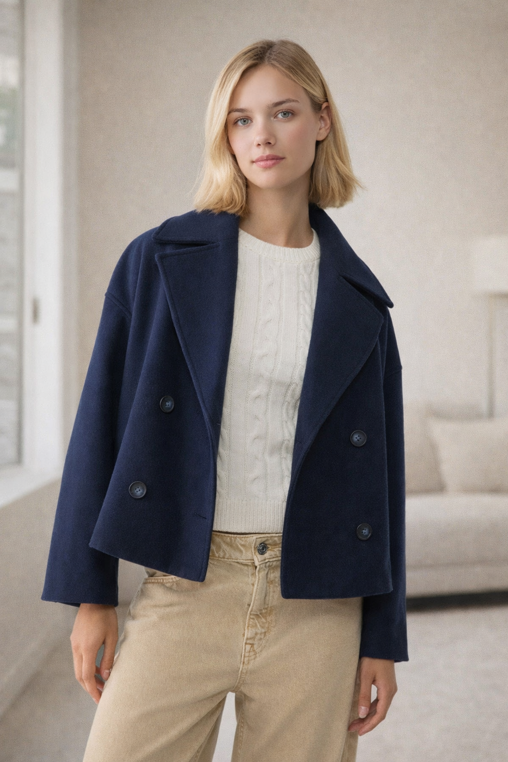Elviera | Cropped Double-Breasted Jacket for Women