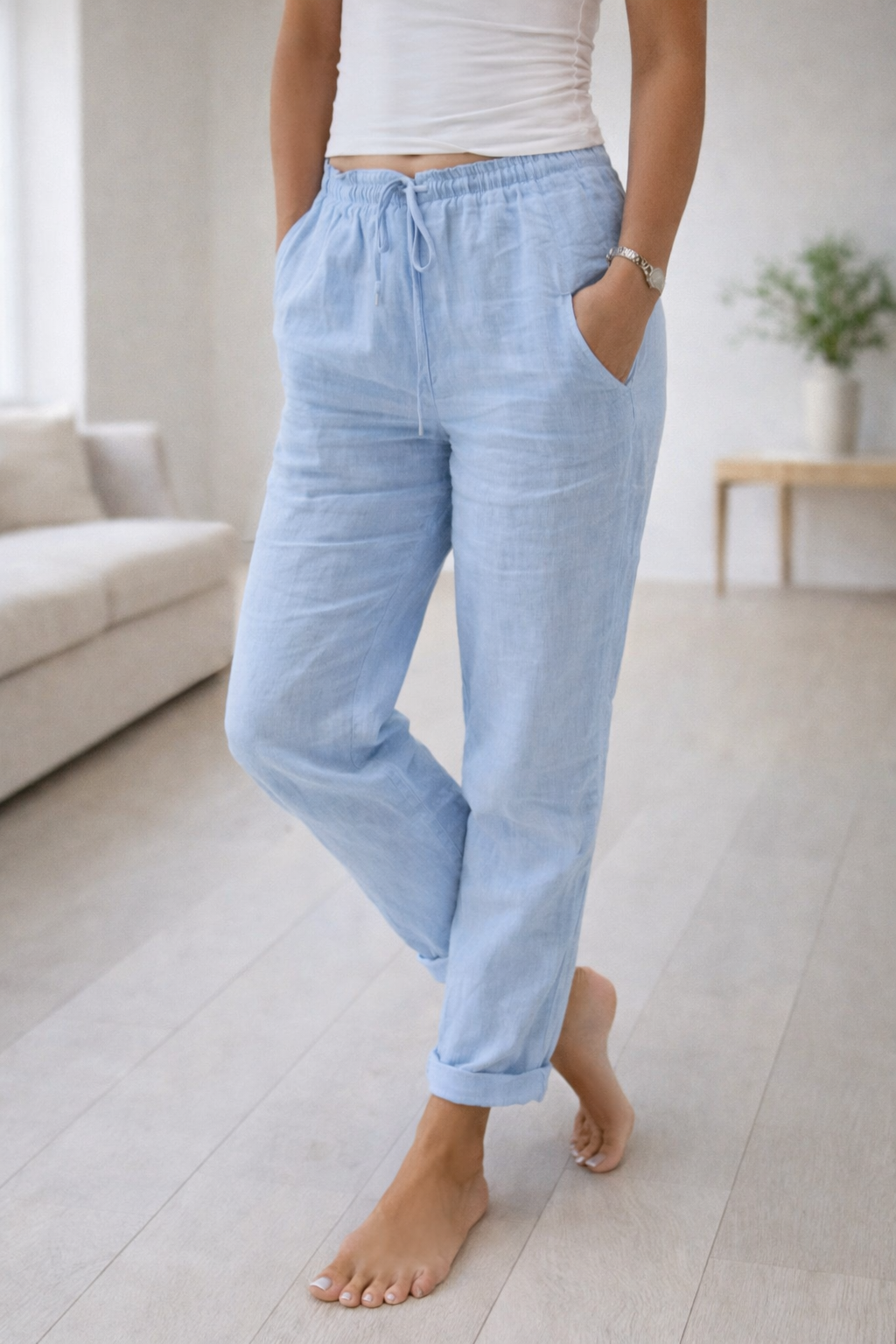 Aerelle | Lightweight High-Waist Relaxed Trousers for Women