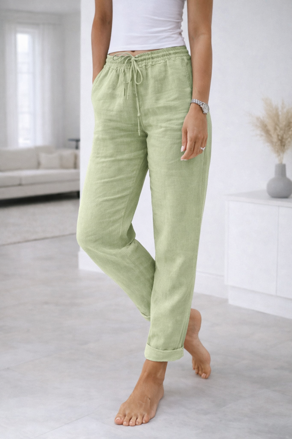 Aerelle | Lightweight High-Waist Relaxed Trousers for Women
