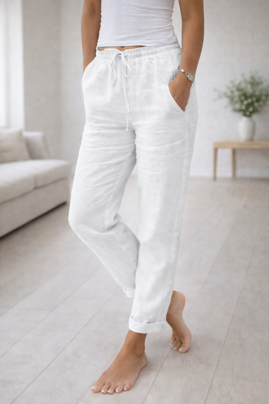 Aerelle | Lightweight High-Waist Relaxed Trousers for Women