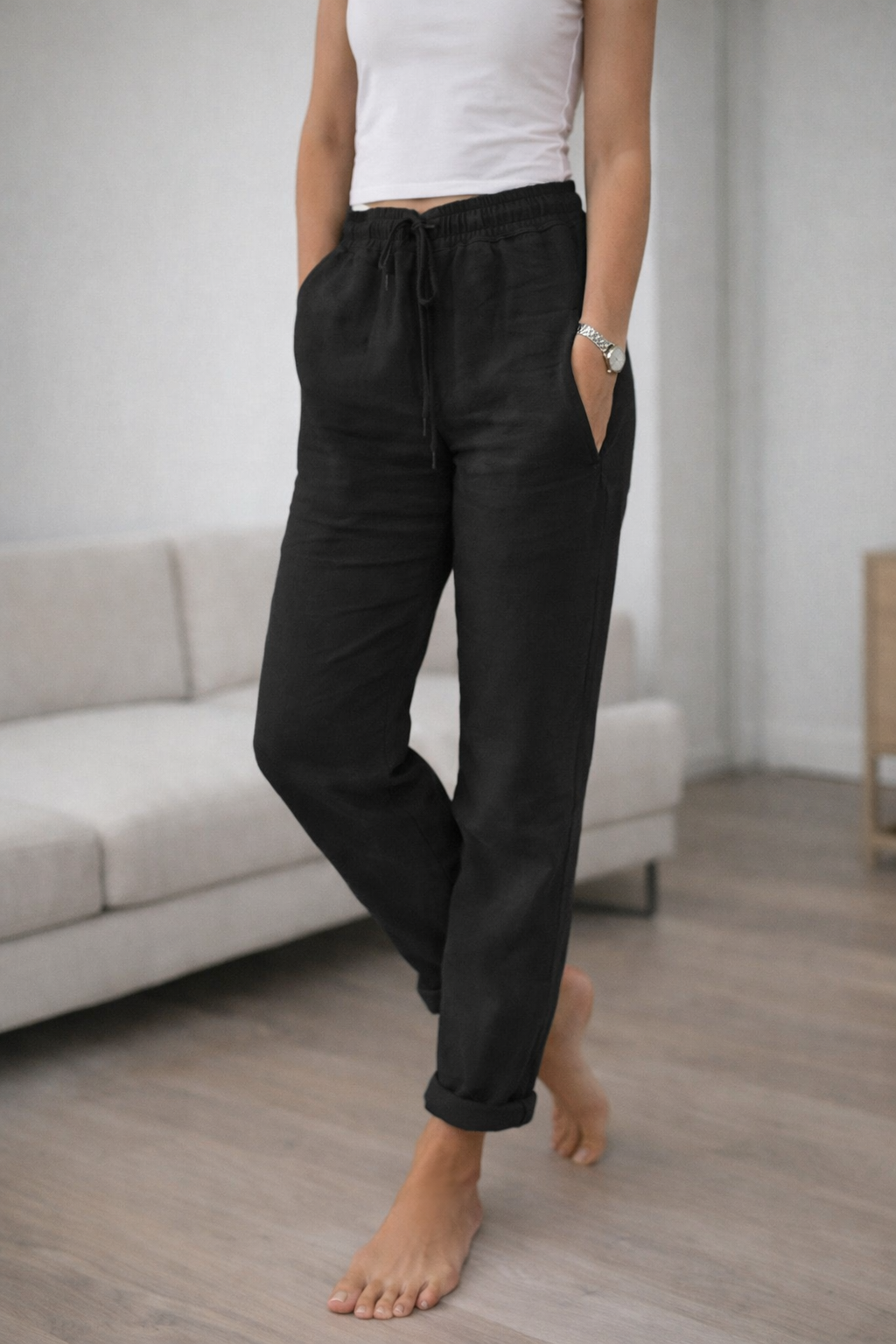 Aerelle | Lightweight High-Waist Relaxed Trousers for Women