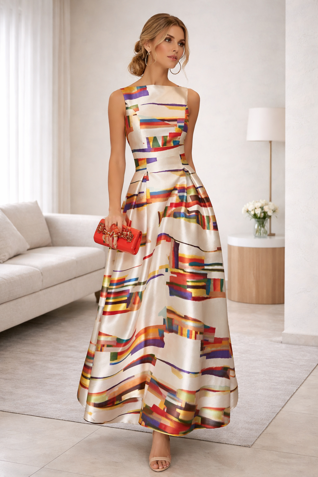 Zarelle Geometric Print Maxi Dress