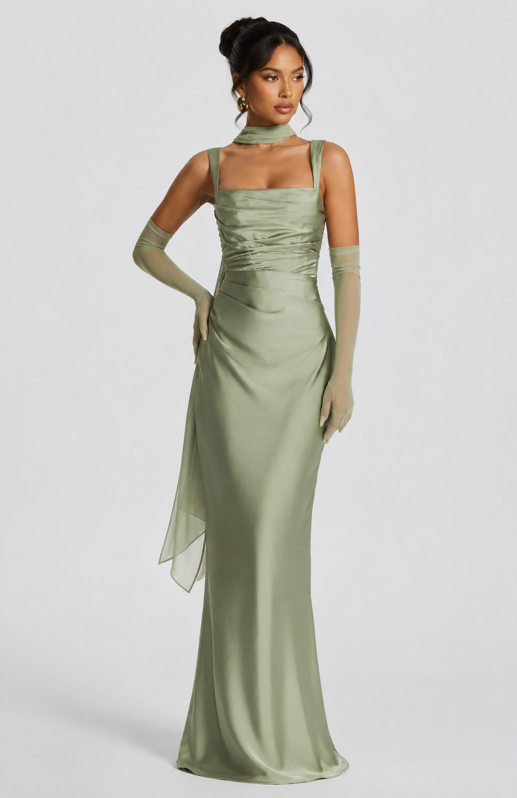Valentina | Satin Tie-Back Maxi Dress