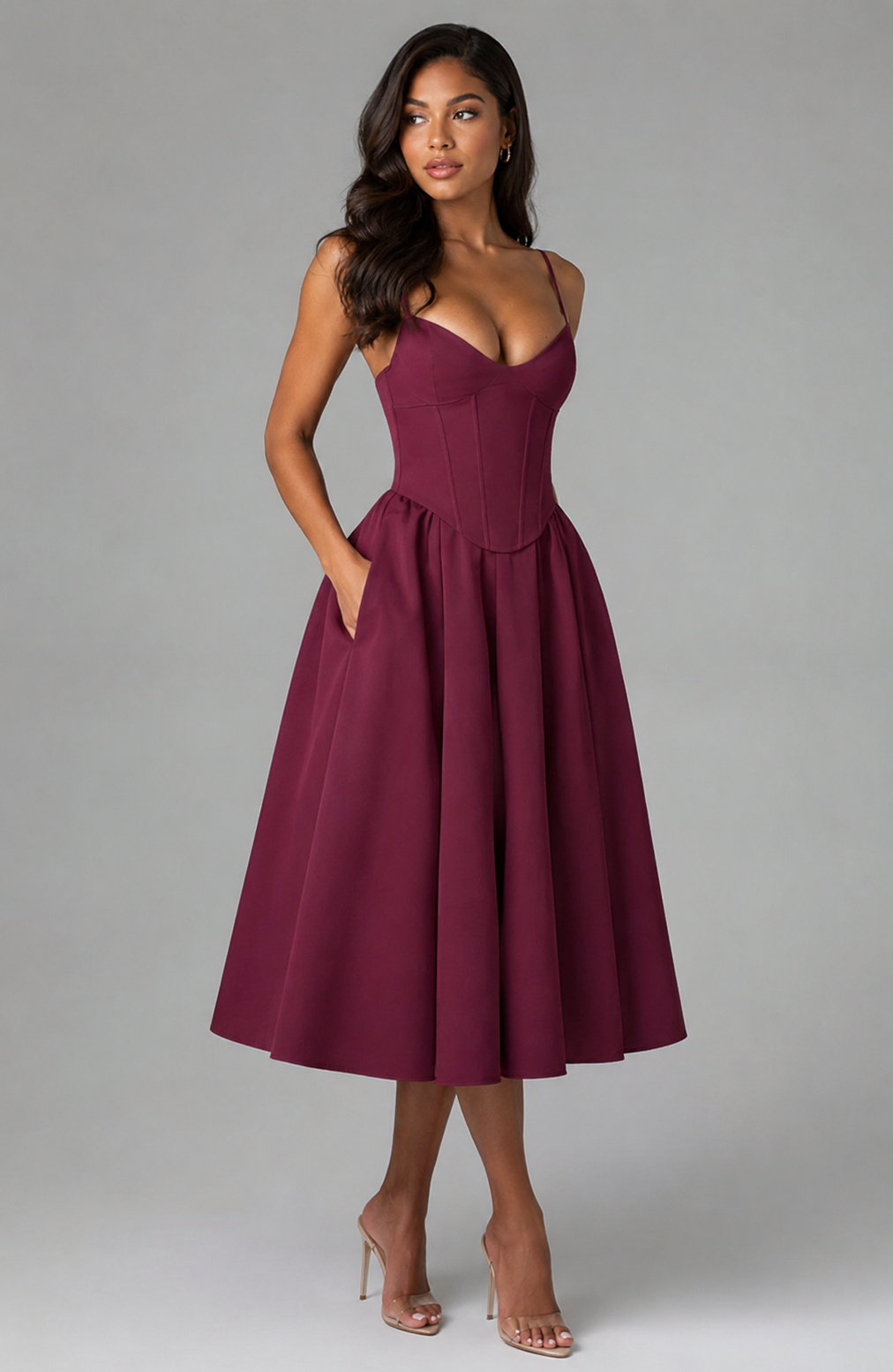 Rosalie | Asymmetric Split Midi Dress