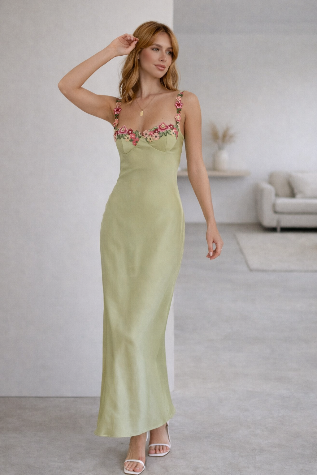 Elowara Floral Embroidered Maxi Dress