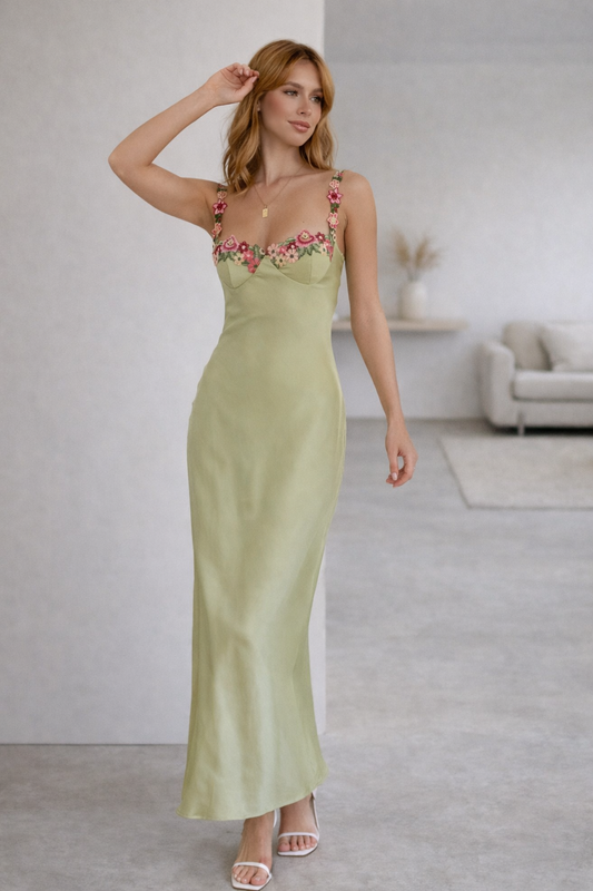 Elowara Floral Embroidered Maxi Dress