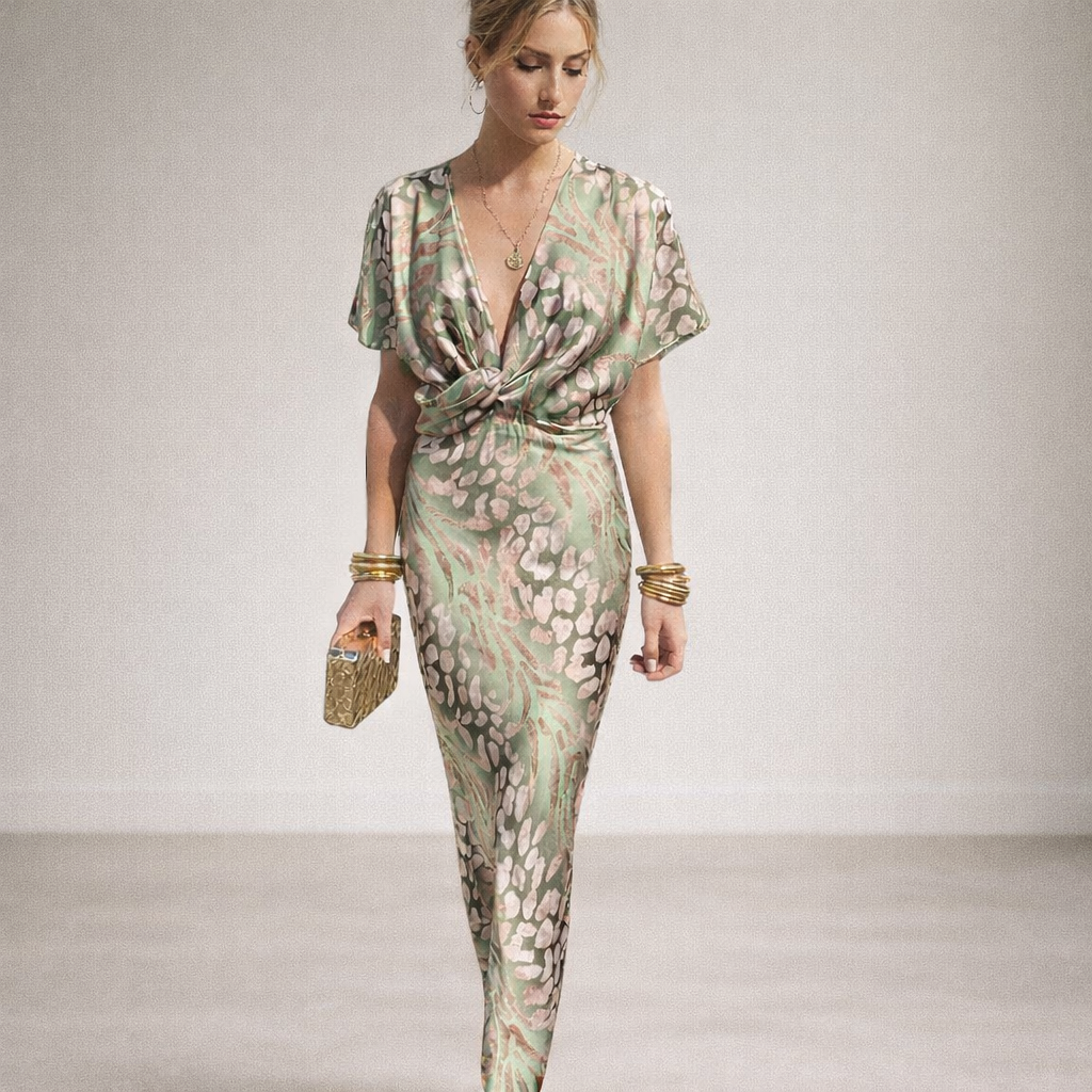 Avelora Twisted V-Neck Maxi Dress