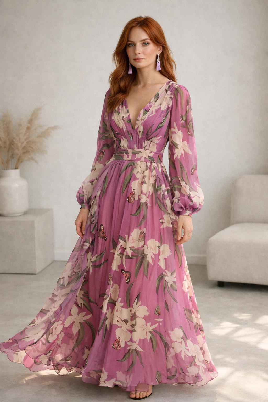 Florielle Lightweight Floral Chiffon Dress