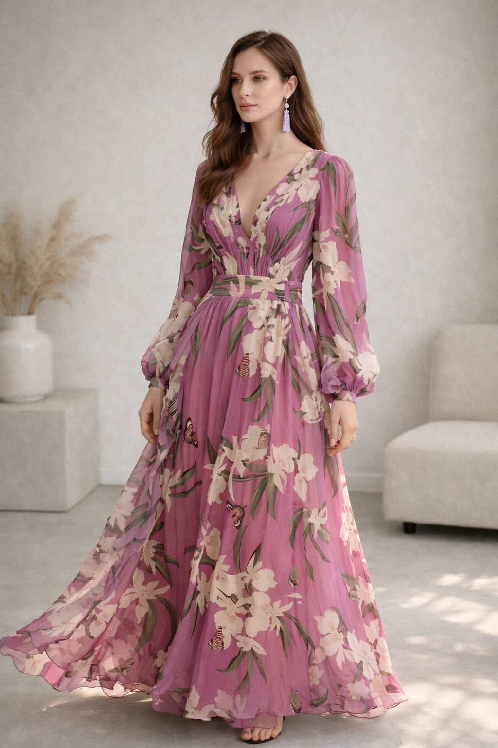 Florielle Lightweight Floral Chiffon Dress