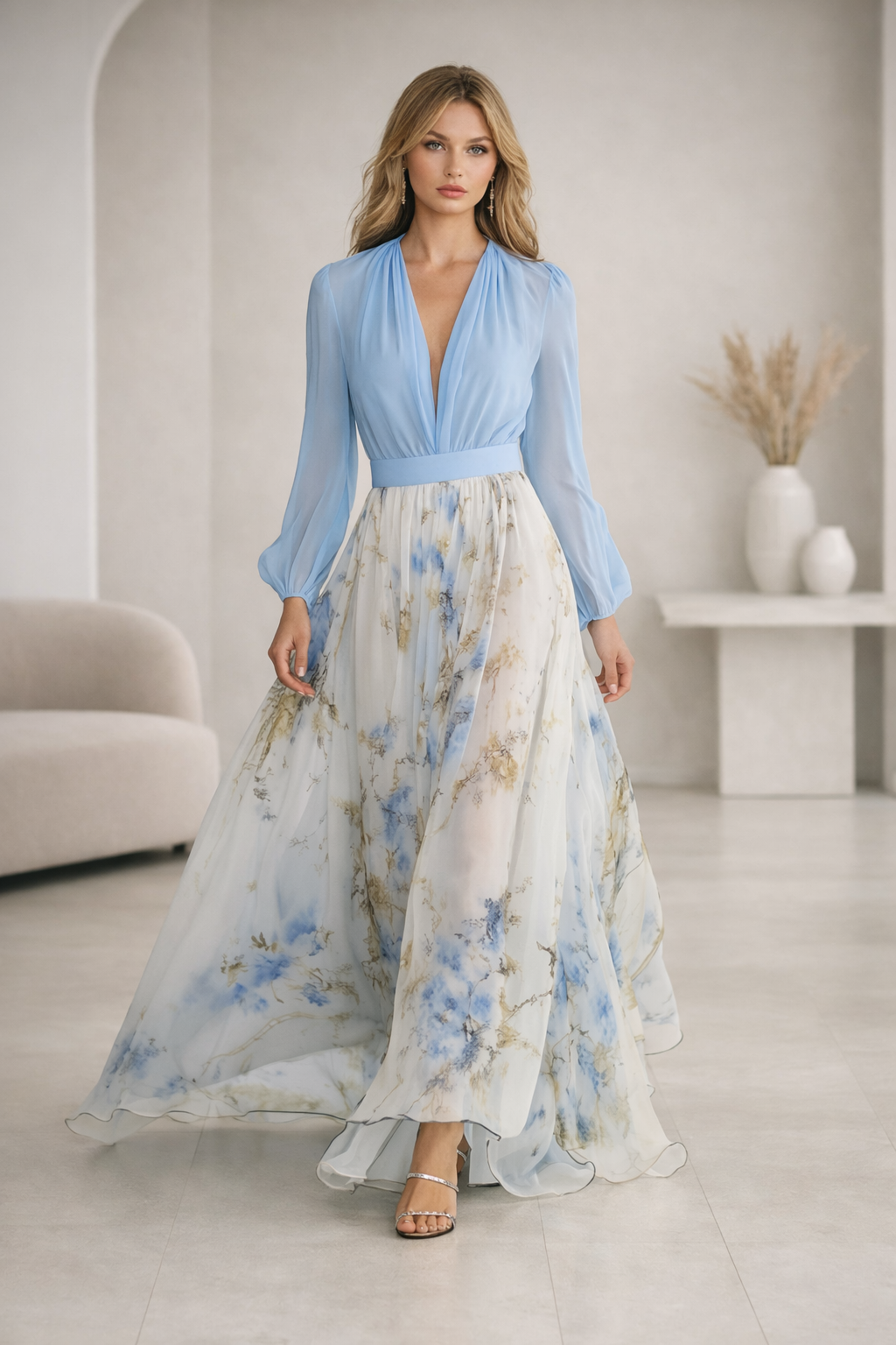 Floravelle Elegant Floral Maxi Dress