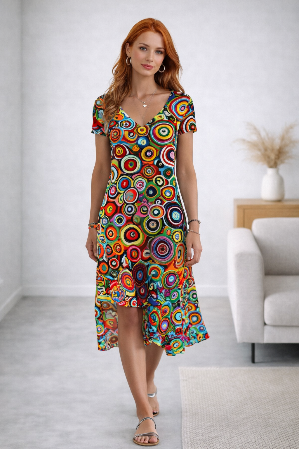 Virelina Vibrant Pattern Dress for Women