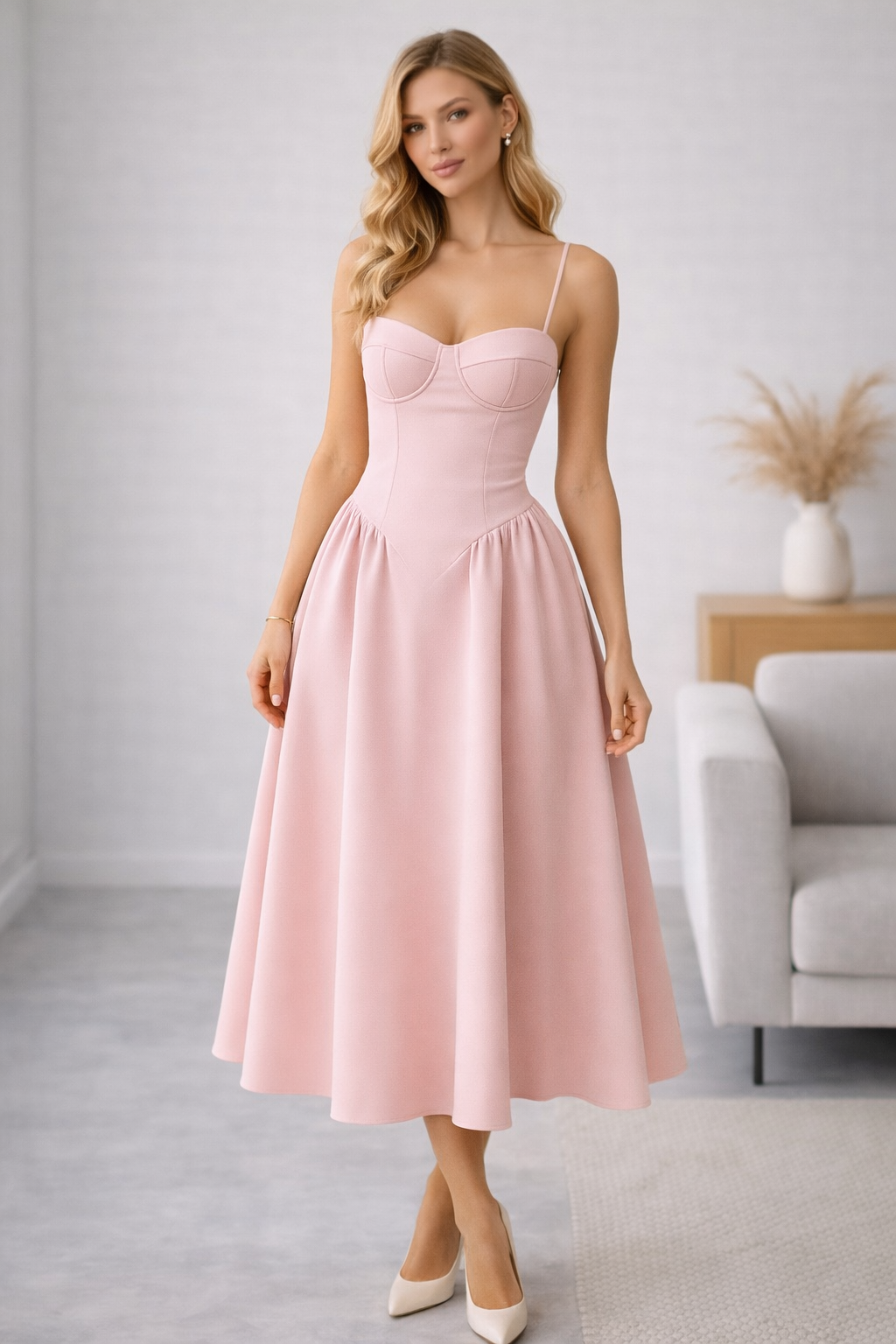 Rosavelle Corset Bodice A-Line Midi Dress for Women