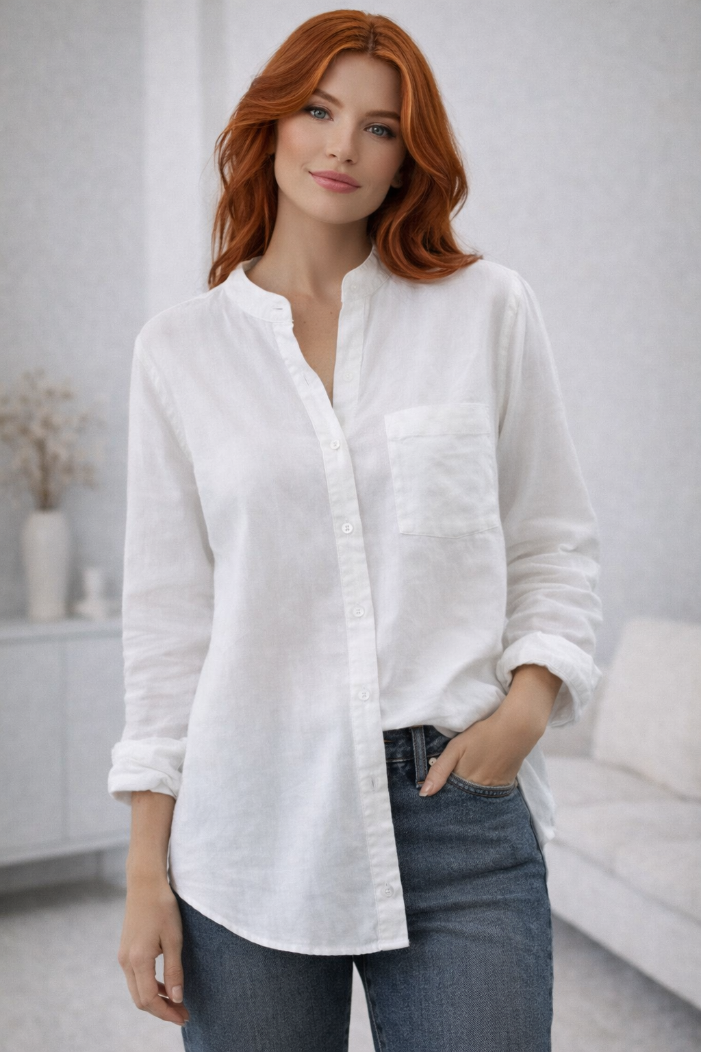 Lunessa Cotton Relaxed Shirt – Casual Women’s Blouse in Breathable Natural Fabric