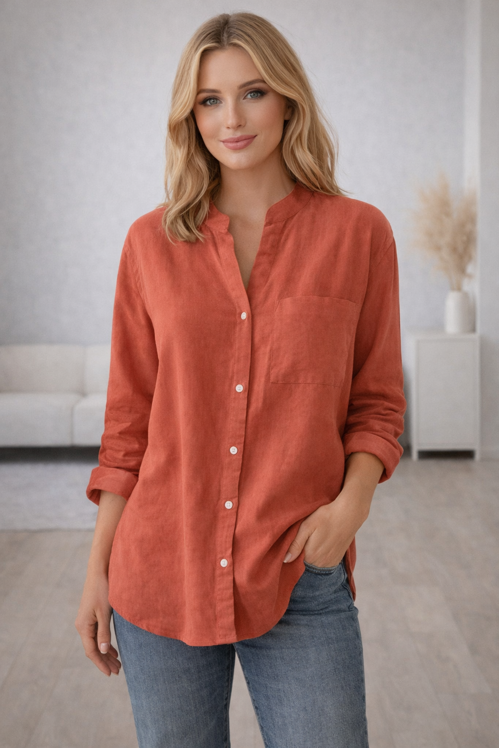 Lunessa Cotton Relaxed Shirt – Casual Women’s Blouse in Breathable Natural Fabric