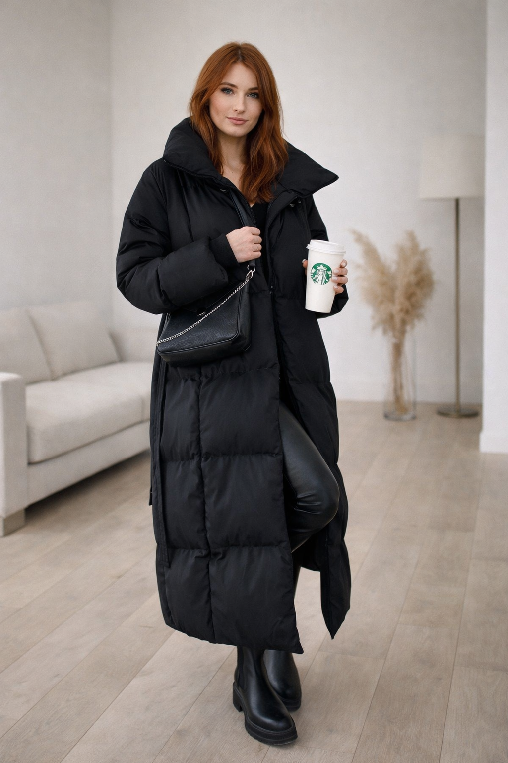 Velmora Tailored Long Winter Coat with Adjustable Waist Belt