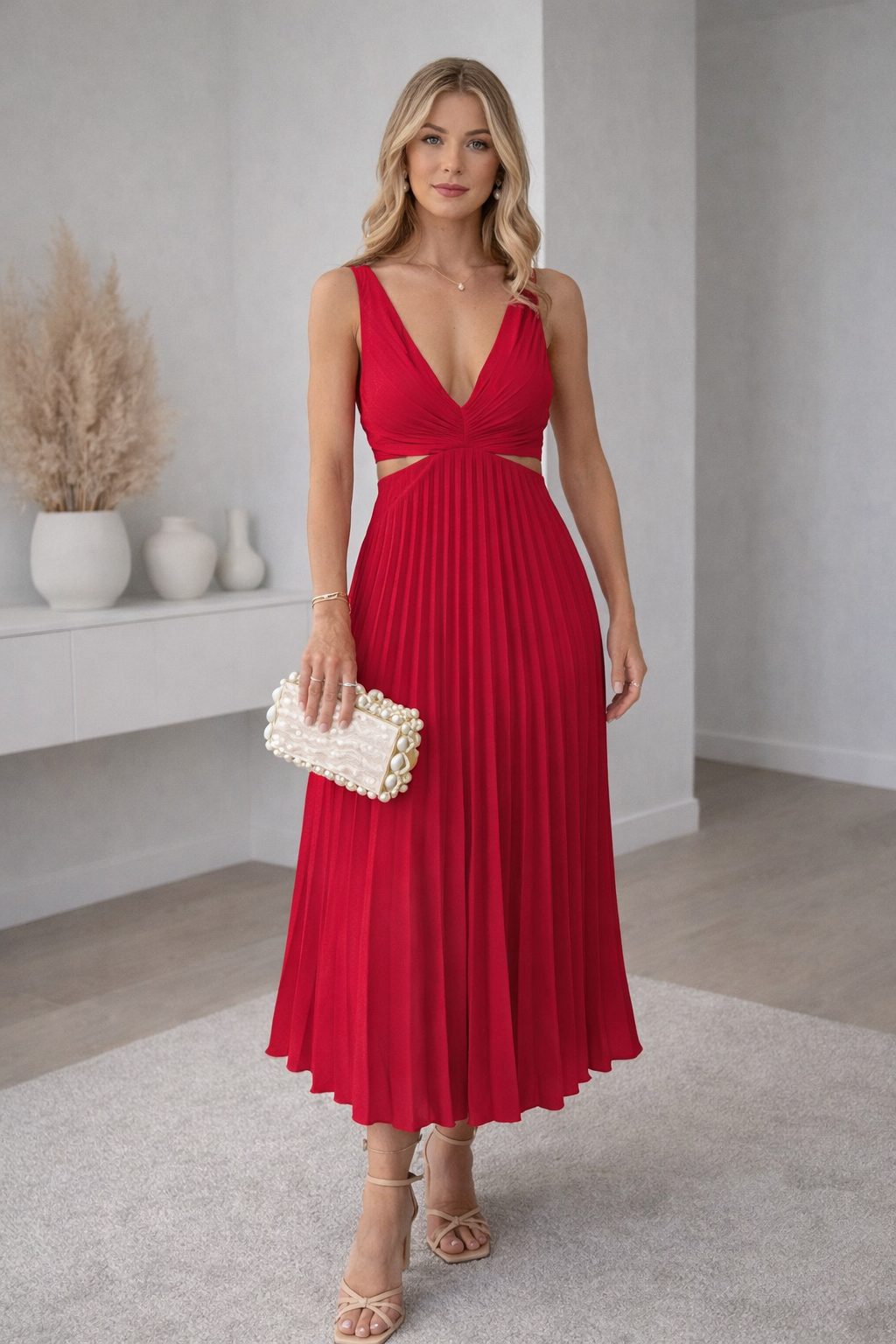 Eloria Pleated Midi Dress