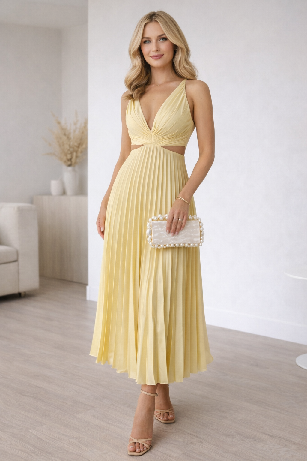 Eloria Pleated Midi Dress
