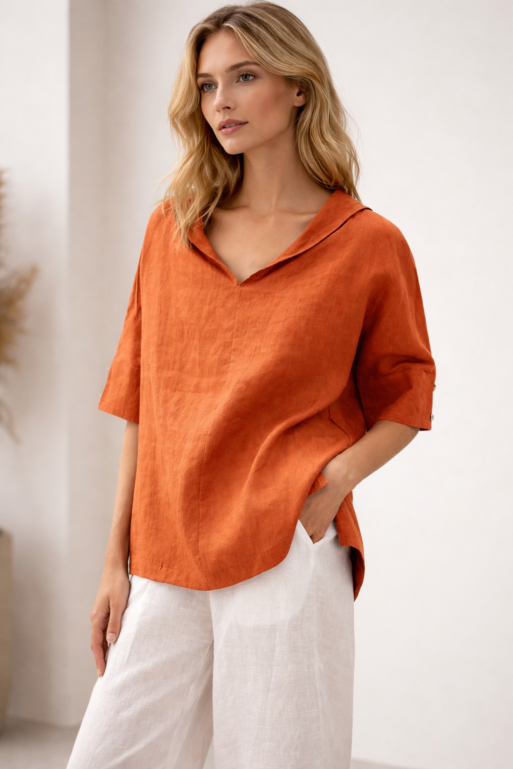 Alvara Women's Relaxed V-Neck Casual Shirt