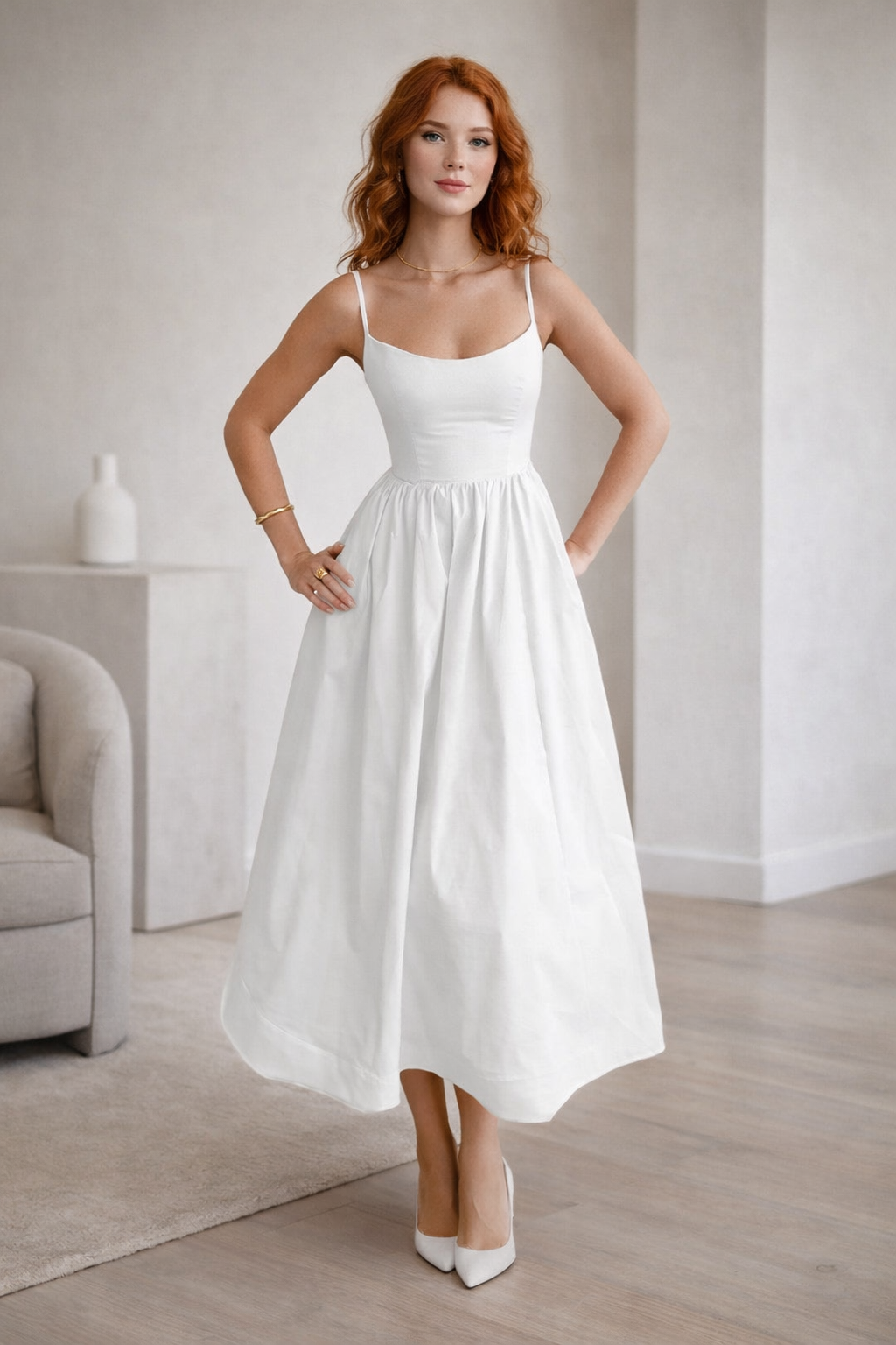Elmira Sleeveless A-Line Midi Summer Dress