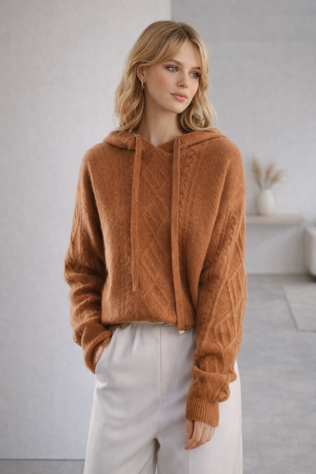 Nordelle Cable Knit Hooded Pullover Jumper