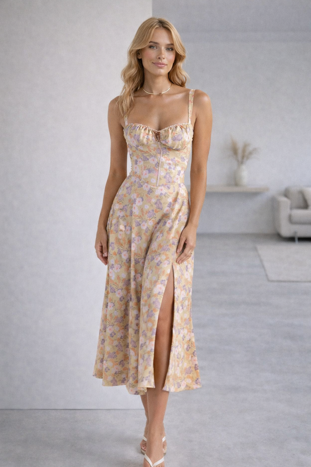 Velmira Corset Waist Midi Dress