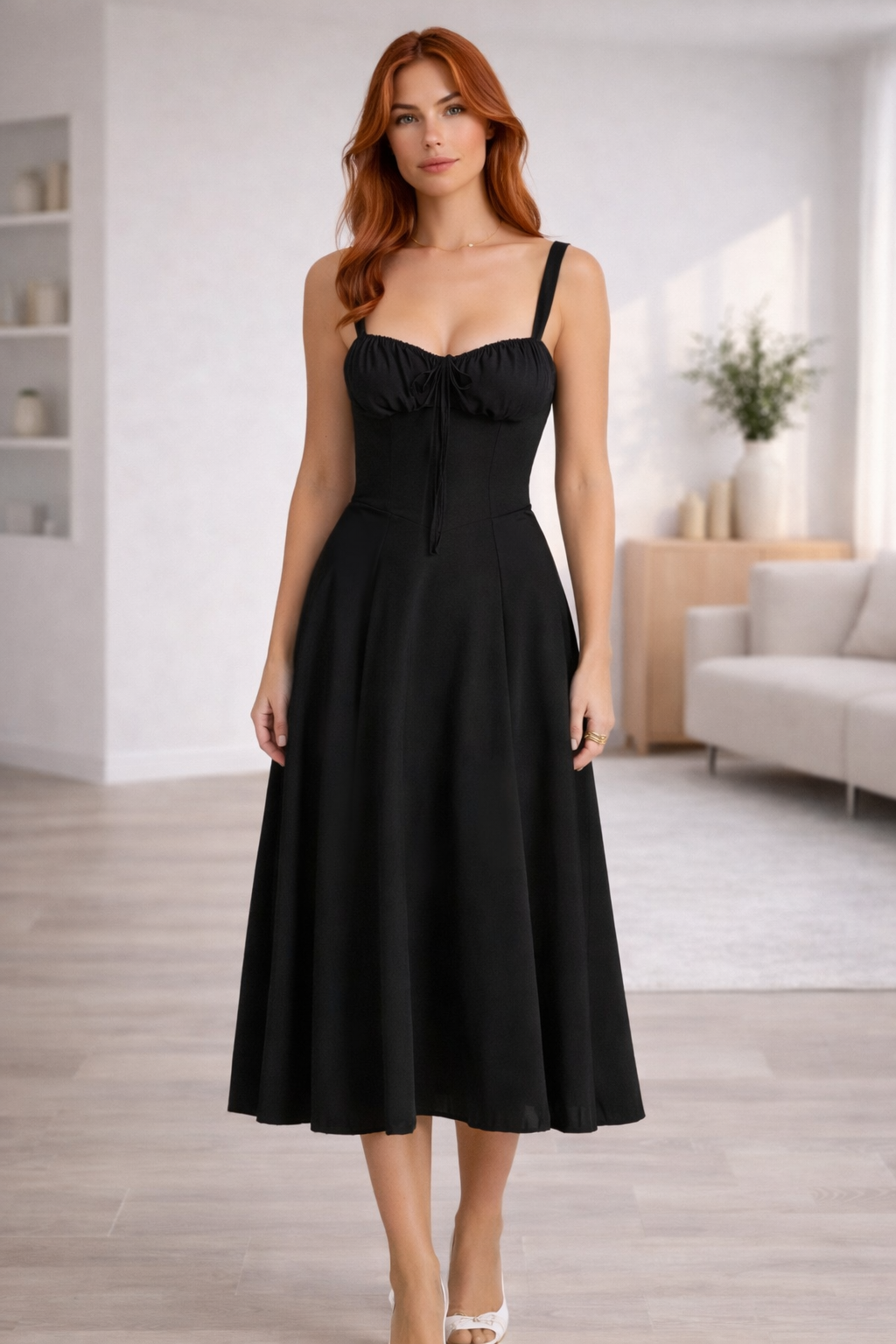 Velmira Corset Waist Midi Dress