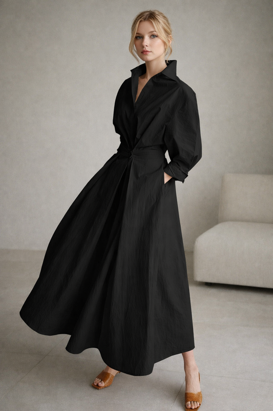 Elowyn Belted Button-Front Shirt Dress