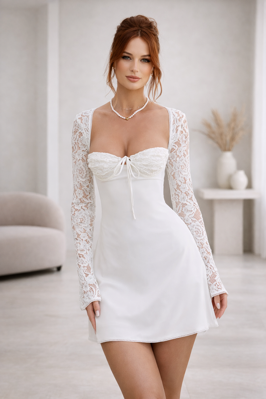 Velaria Lace Sleeve Bodycon Mini Dress