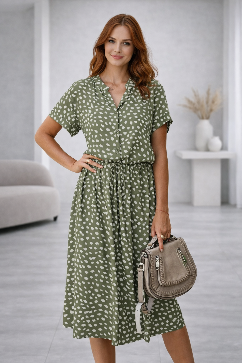 Leovira Vintage Leopard Print Belted Summer Dress