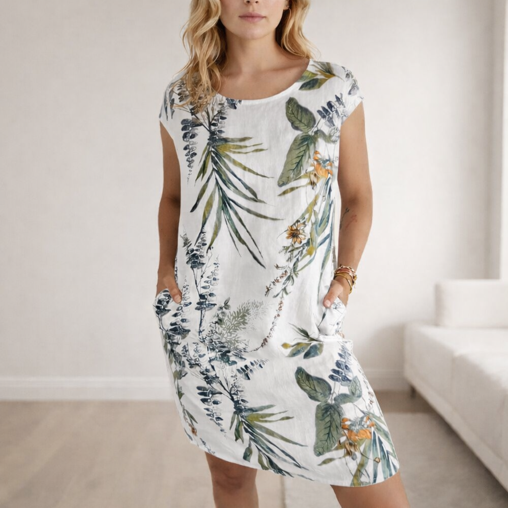 Elvara Comfortable Round Neck Summer Dress
