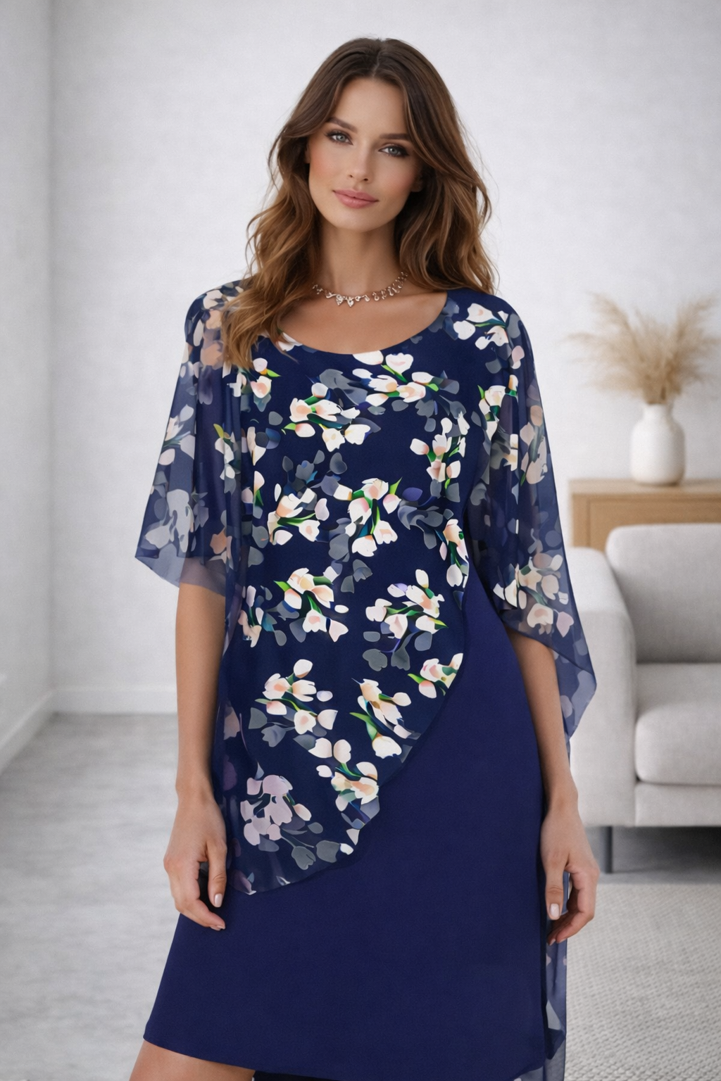 Aurevella Floral Chiffon Dress for Women